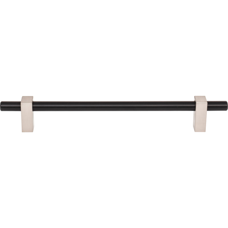 192 mm Center-to-Center Matte Black with Satin Nickel Larkin Cabinet Bar Pull