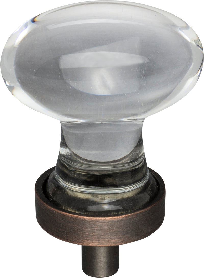 1-1/4" Overall Length Brushed Oil Rubbed Bronze Football Glass Harlow Cabinet Knob