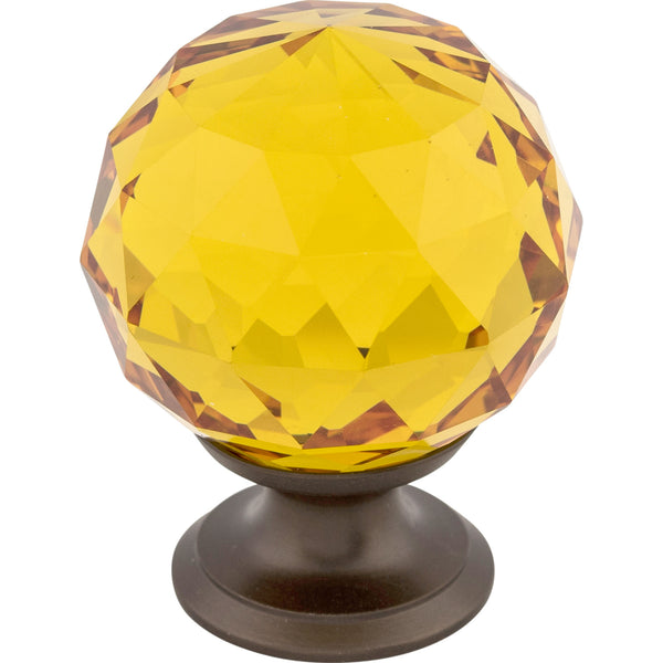Amber Crystal Knob 1 3/8 Inch Oil Rubbed Bronze Base