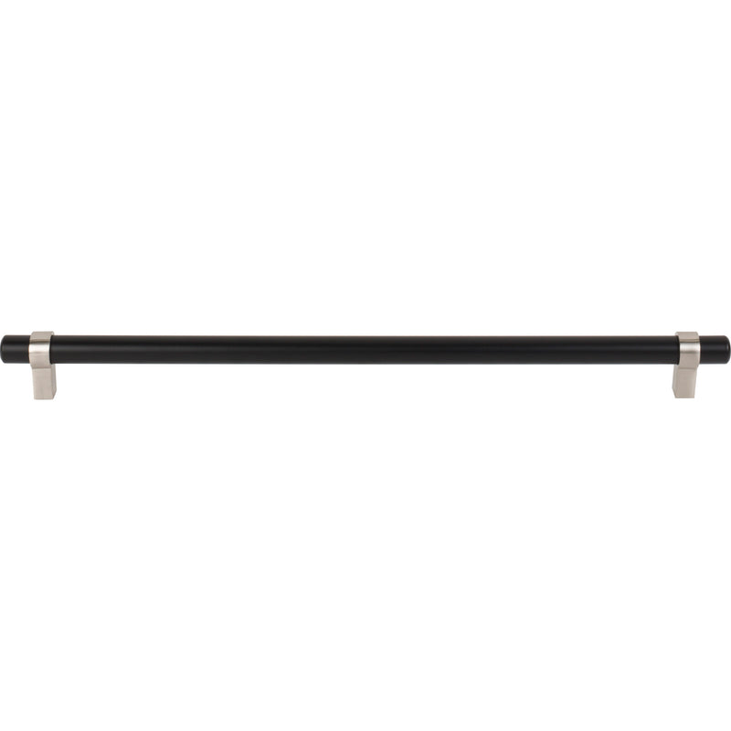 319 mm Center-to-Center Matte Black with Satin Nickel Key Grande Cabinet Bar Pull