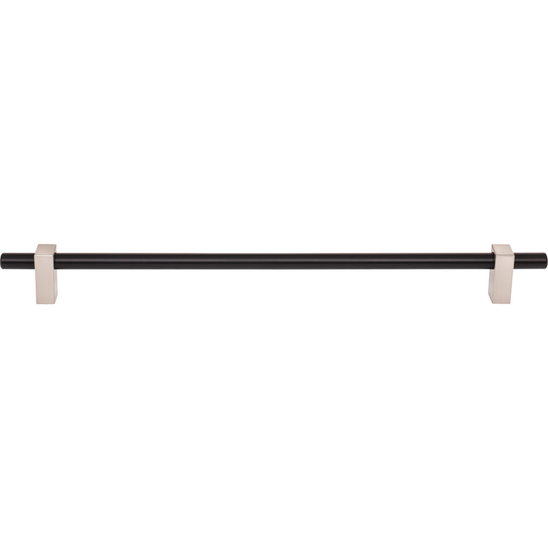 305 mm Center-to-Center Matte Black with Satin Nickel Larkin Cabinet Bar Pull