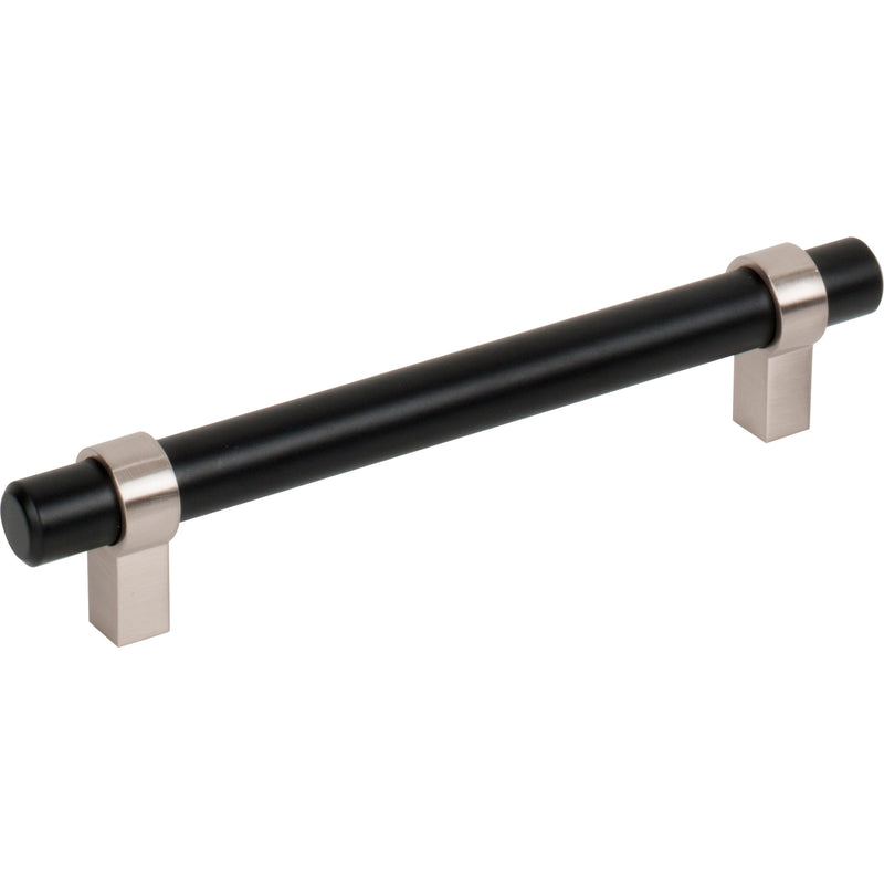 128 mm Center-to-Center Matte Black with Satin Nickel Key Grande Cabinet Bar Pull