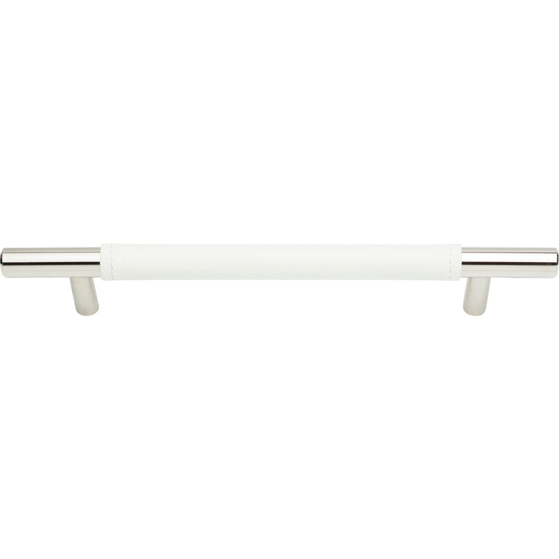 Zanzibar White Leather Pull 6 5/16 Inch (c-c) Polished Chrome