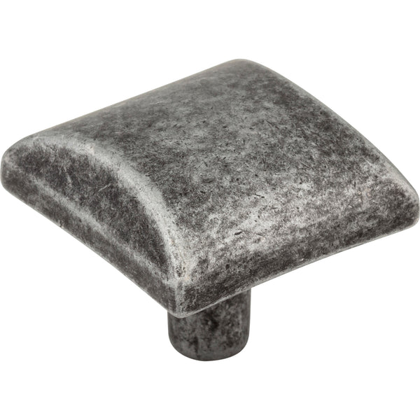 1-1/8" Overall Length Distressed Antique Silver Square Glendale Cabinet Knob