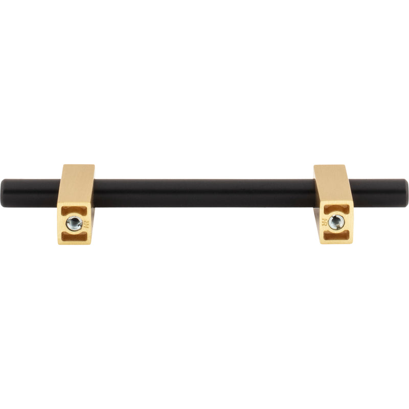 96 mm Center-to-Center Matte Black with Brushed Gold Larkin Cabinet Bar Pull