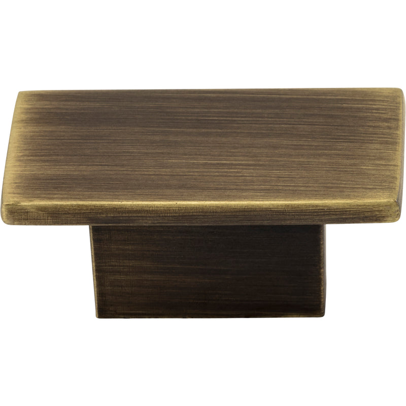 1-9/16" Overall Length Antique Brushed Satin Brass Rectangle Mirada Cabinet Knob