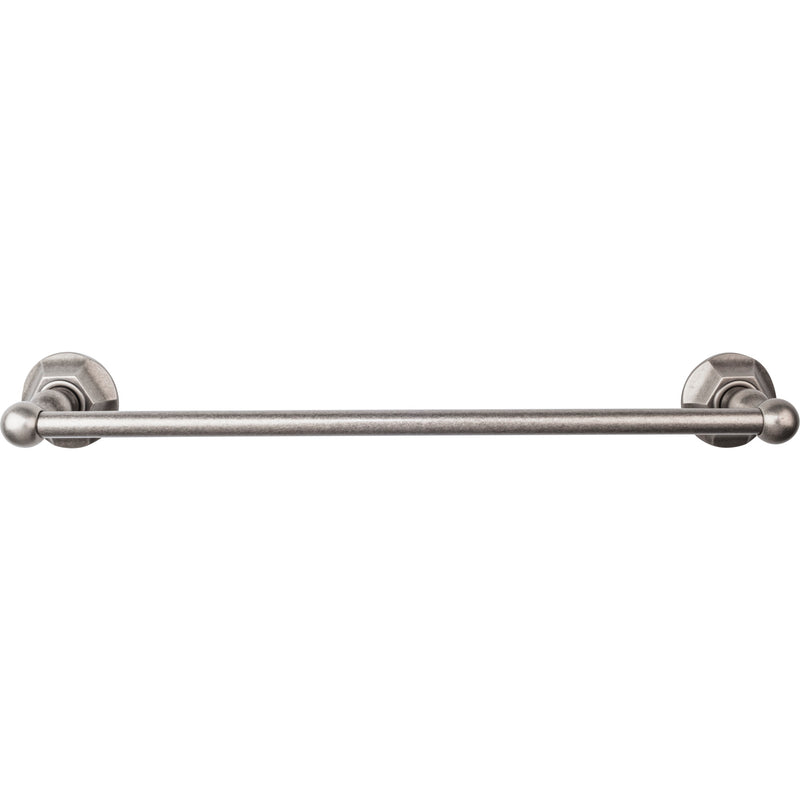 Edwardian Bath Towel Bar 18 Inch Single - Hex Backplate Antique Pewter