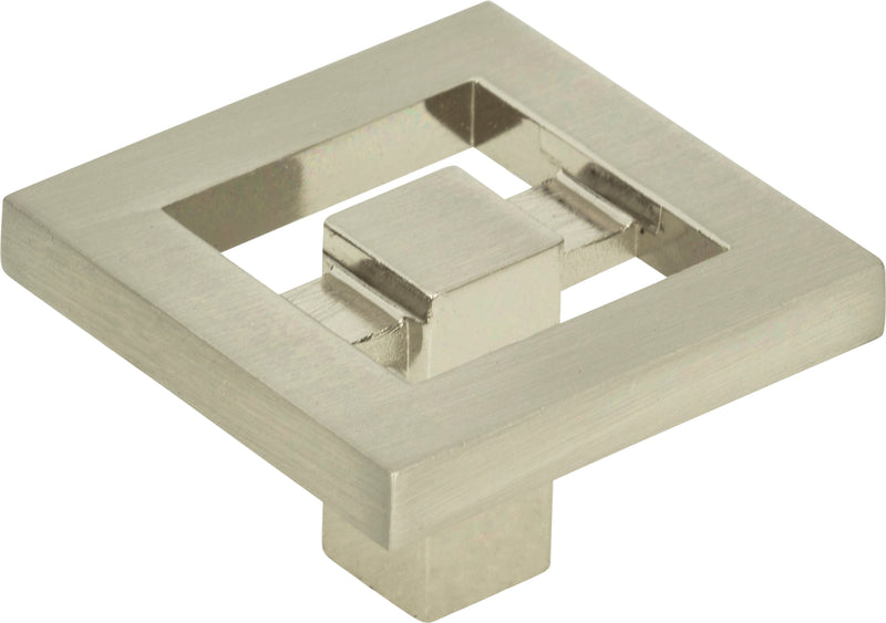 Nobu Square Knob 1 3/8 Inch Brushed Nickel