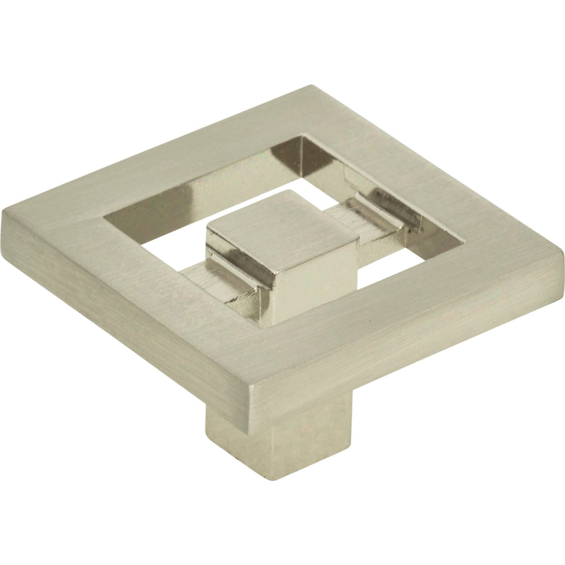 Nobu Square Knob 1 3/8 Inch Brushed Nickel