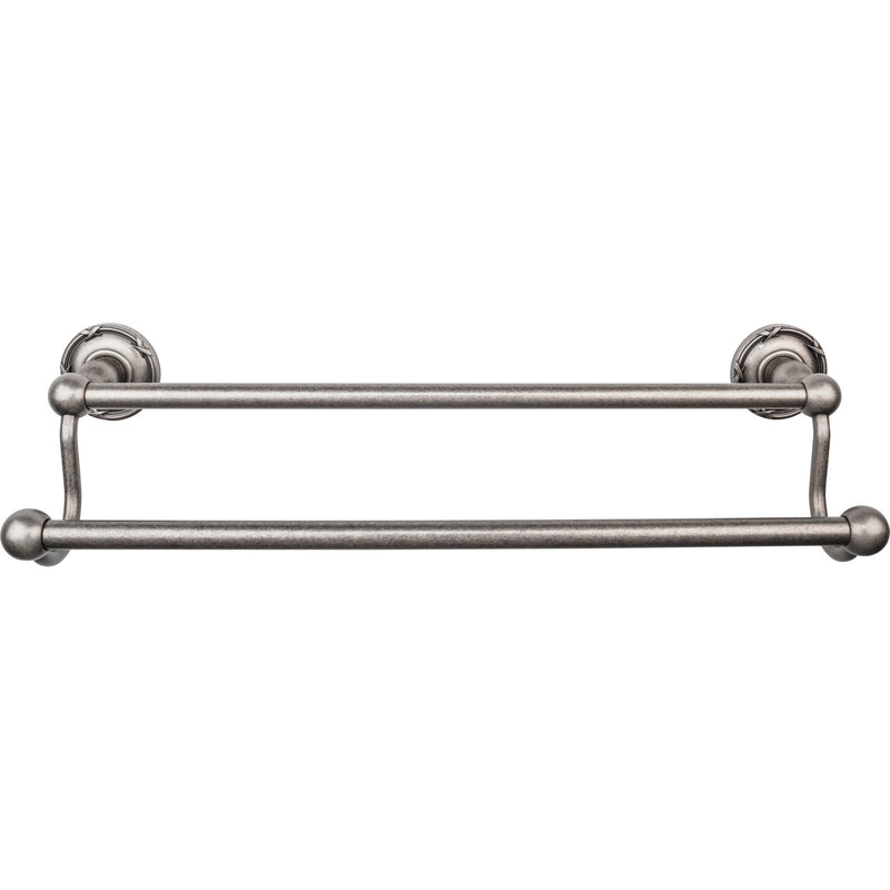 Edwardian Bath Towel Bar 18 Inch Double - Ribbon Bplate Antique Pewter