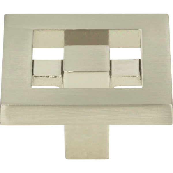 Nobu Square Knob 1 3/8 Inch Brushed Nickel