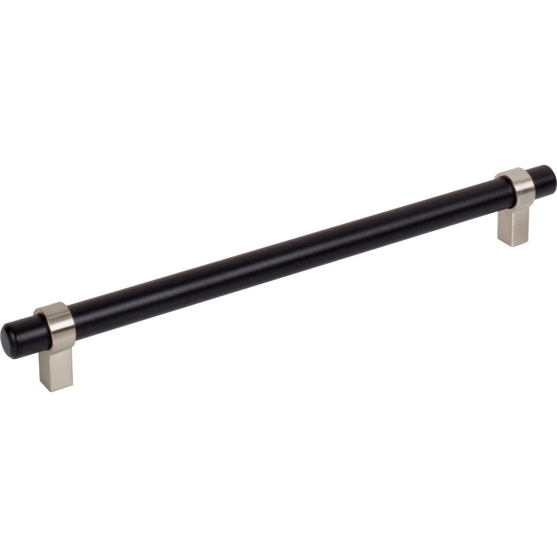 224 mm Center-to-Center Matte Black with Satin Nickel Key Grande Cabinet Bar Pull