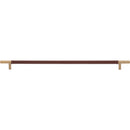 Zanzibar Brown Appliance Pull 17 Inch (c-c) Leather Warm Brass