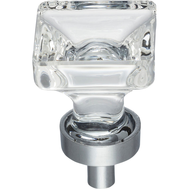 1" Overall Length Polished Chrome Square Glass Harlow Cabinet Knob