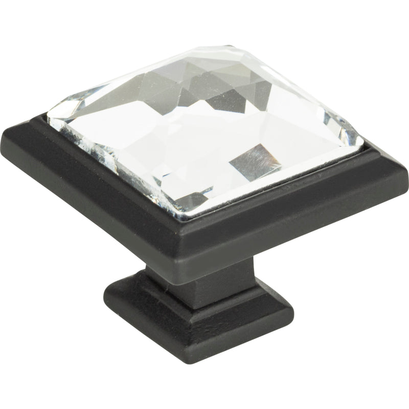 Legacy Crystal Square Knob 1 5/16 Inch Matte Black