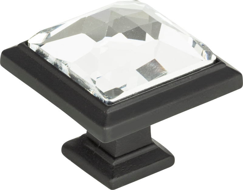 Legacy Crystal Square Knob 1 5/16 Inch Matte Black