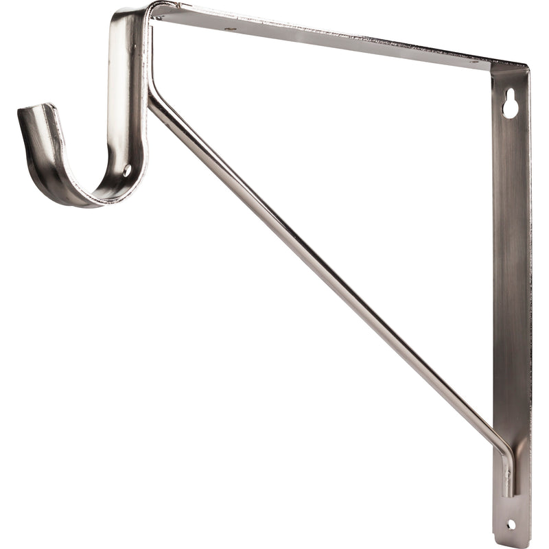 Satin Nickel Shelf Bracket with Rod Support for 1-5/16" Round Closet Rods