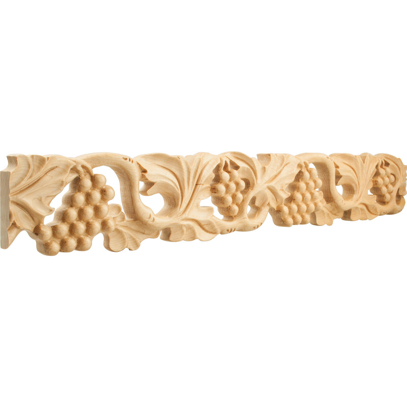 1" D x 4" H Alder Grape Hand Carved Moulding