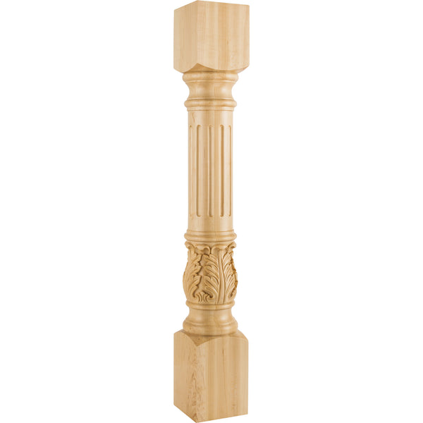 5" W x 5" D x 35-1/2" H Alder Fluted Acanthus Post