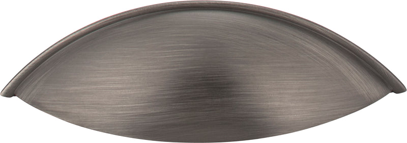 96 mm Center-to-Center Brushed Pewter Bordeaux Cabinet Cup Pull